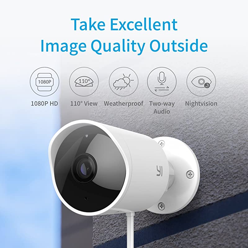 Outdoor Security Camera 1080p Cloud Cam IP Waterproof Night Vision Surveillance System with 247 Emergency Response Motion Detection Activity Alert Deterrent Alarm Phone App Works with Alexa