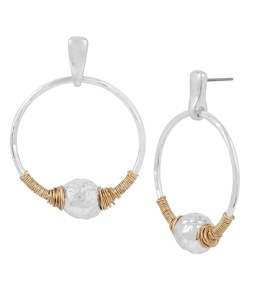 Robert Lee Morris Soho Sculptural Bead Wire-Wrapped Hoop Drop Earrings