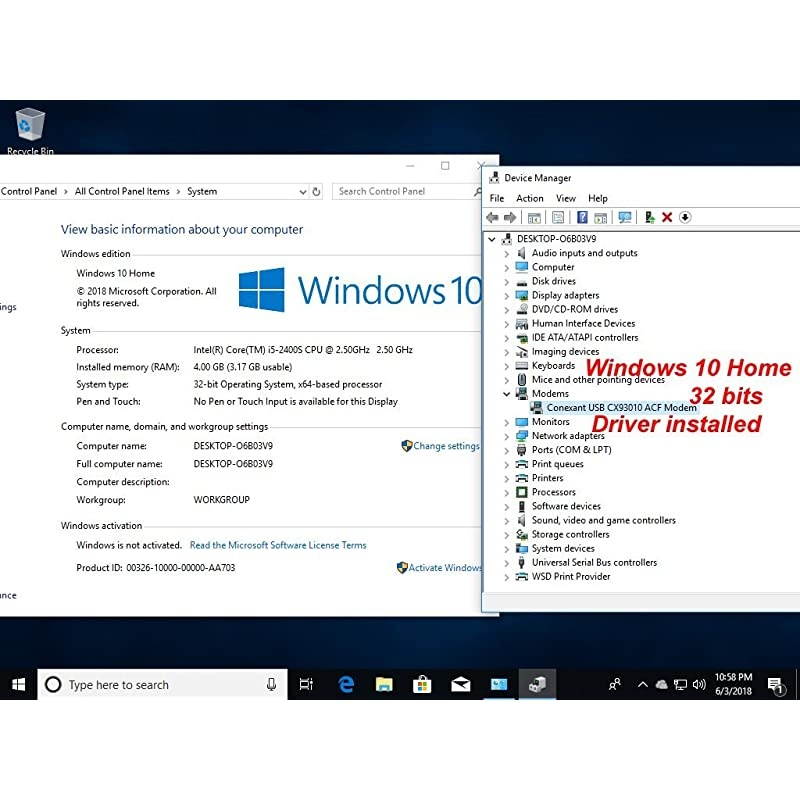 56K External Dial Up Fax Data Modem Windows 10/8 / 7 / XP/Vista