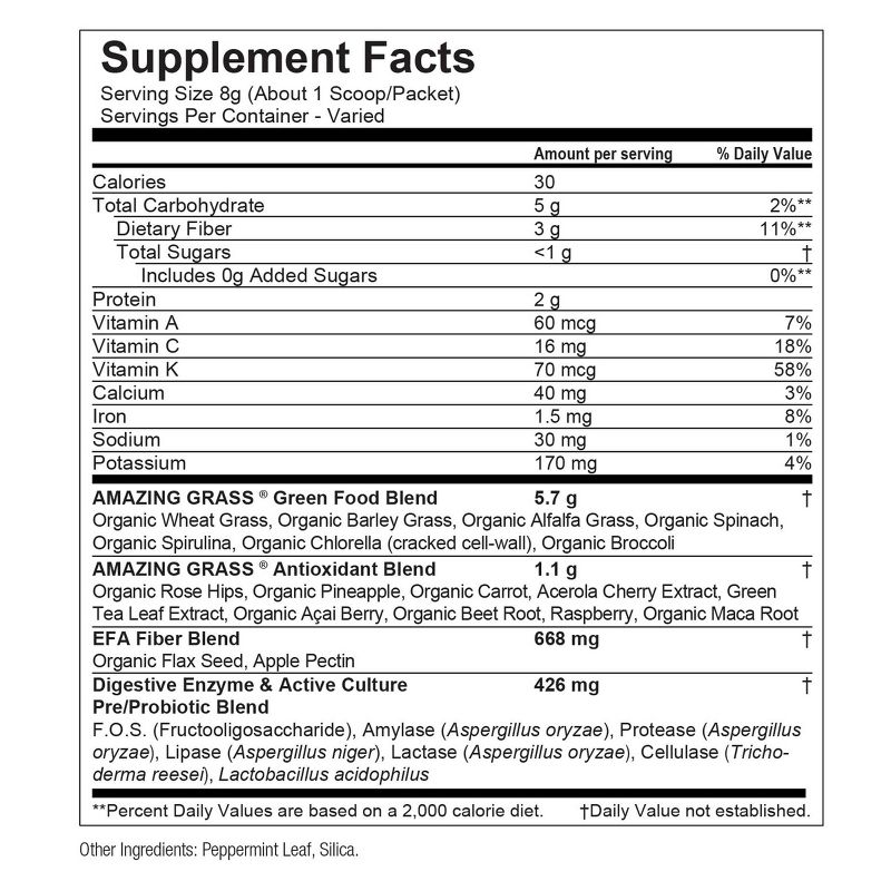 Amazing Grass Green Superfood Vegan Powder - Original - 8.5oz