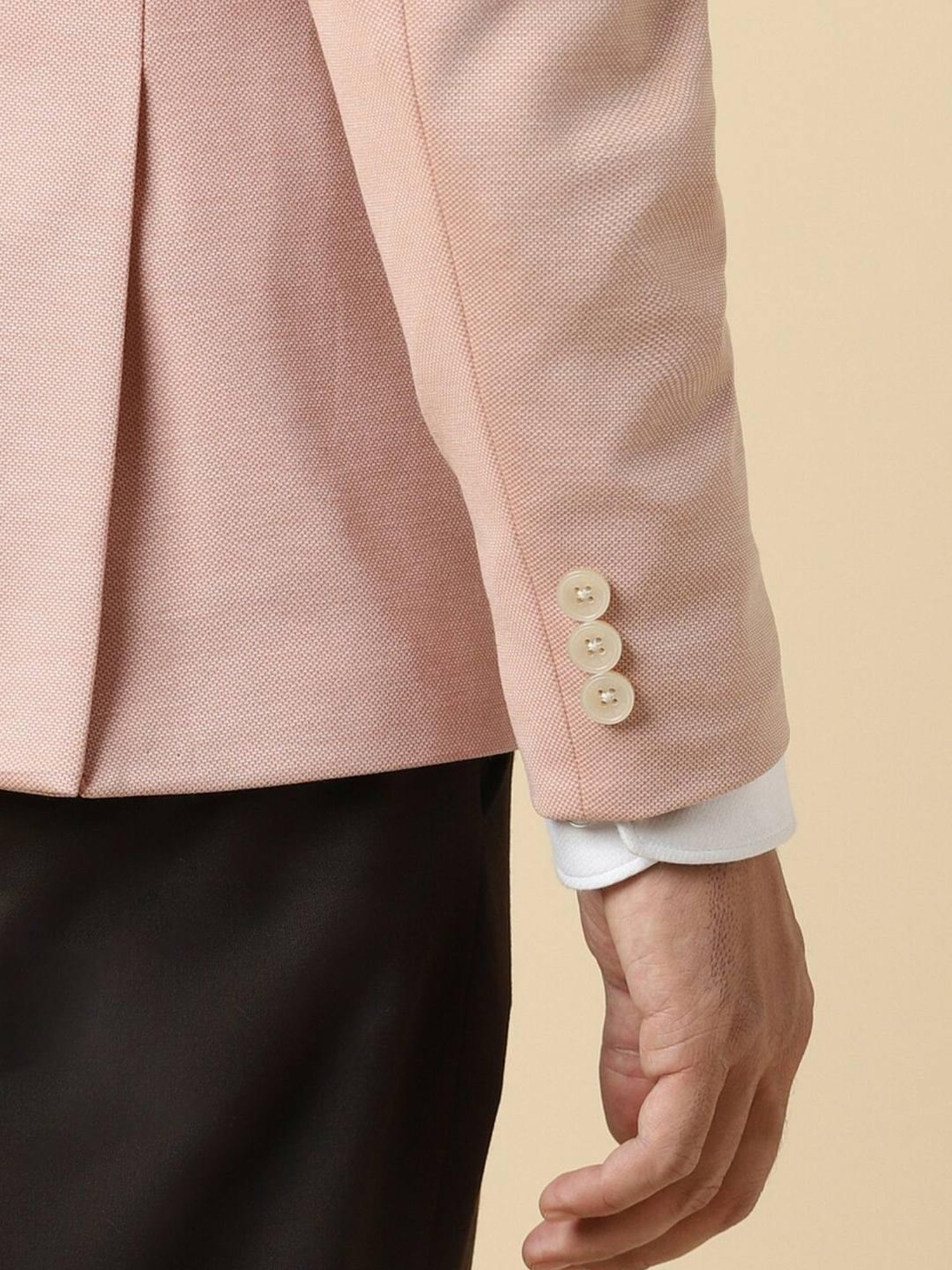 Allen Solly Pink Slim Fit Texture Blazer