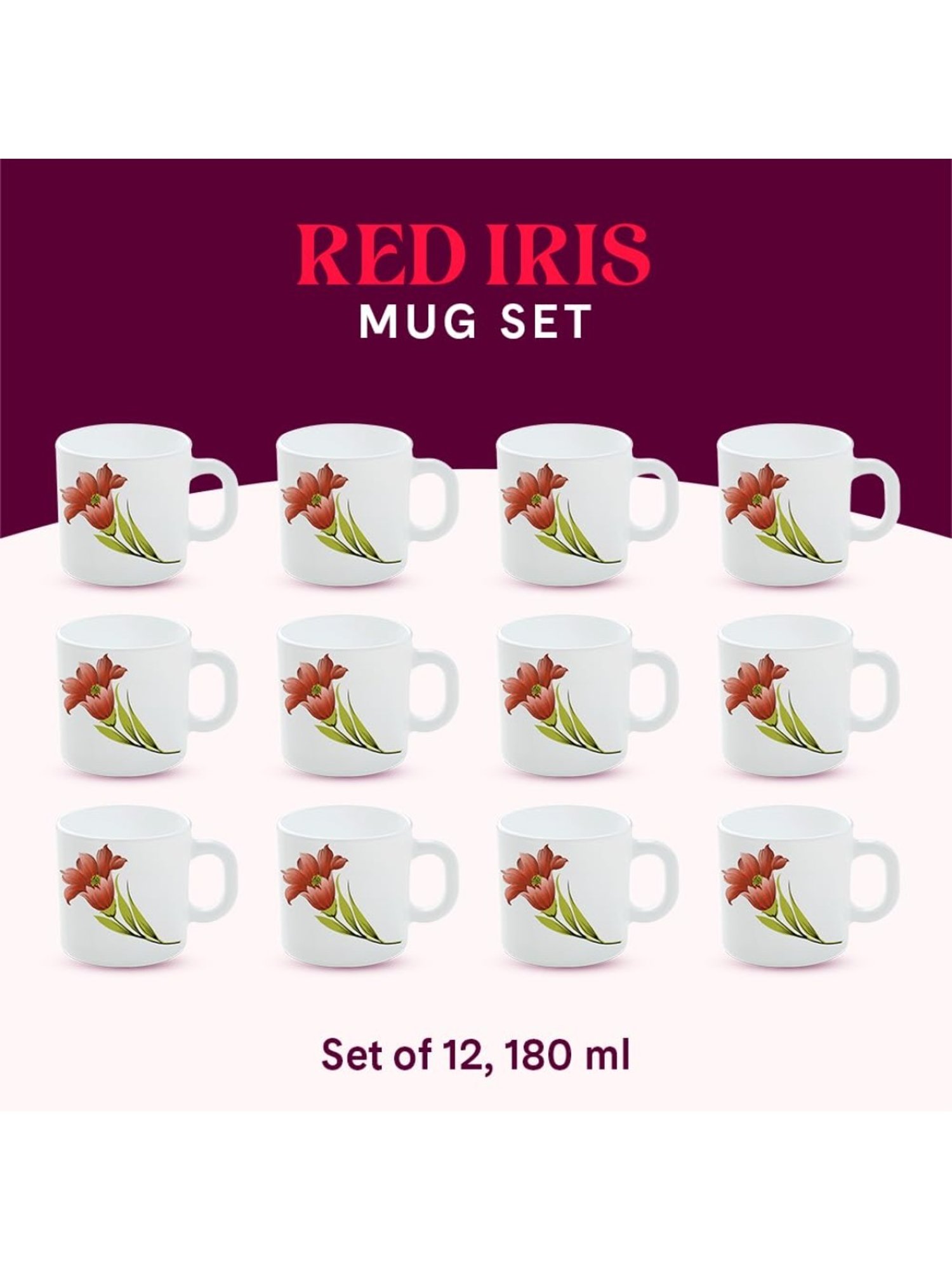 Larah by Borosil Multicolor Ceramic Tea & Coffee Mug - Set of 12 180ml