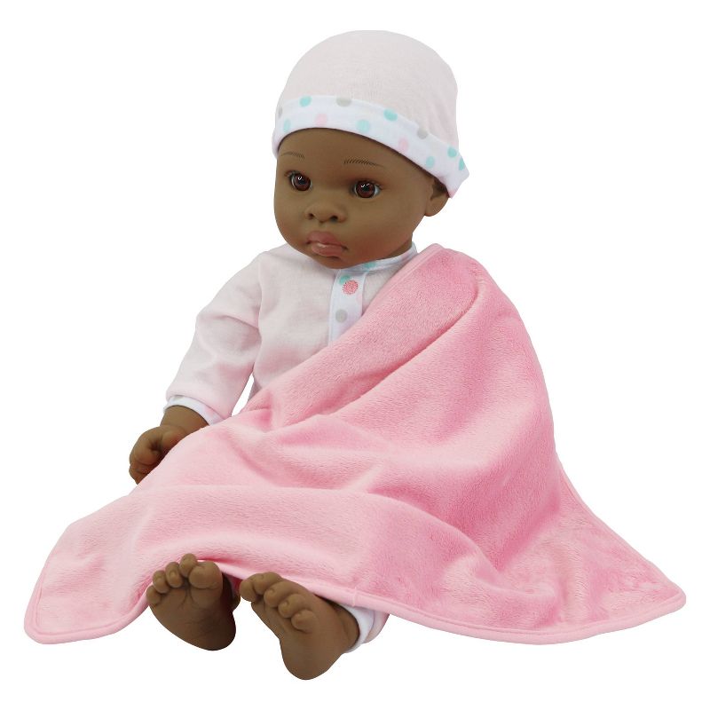 18" Sweet and Happy Baby with Blanket - Pink with Polka Dot Pajamas