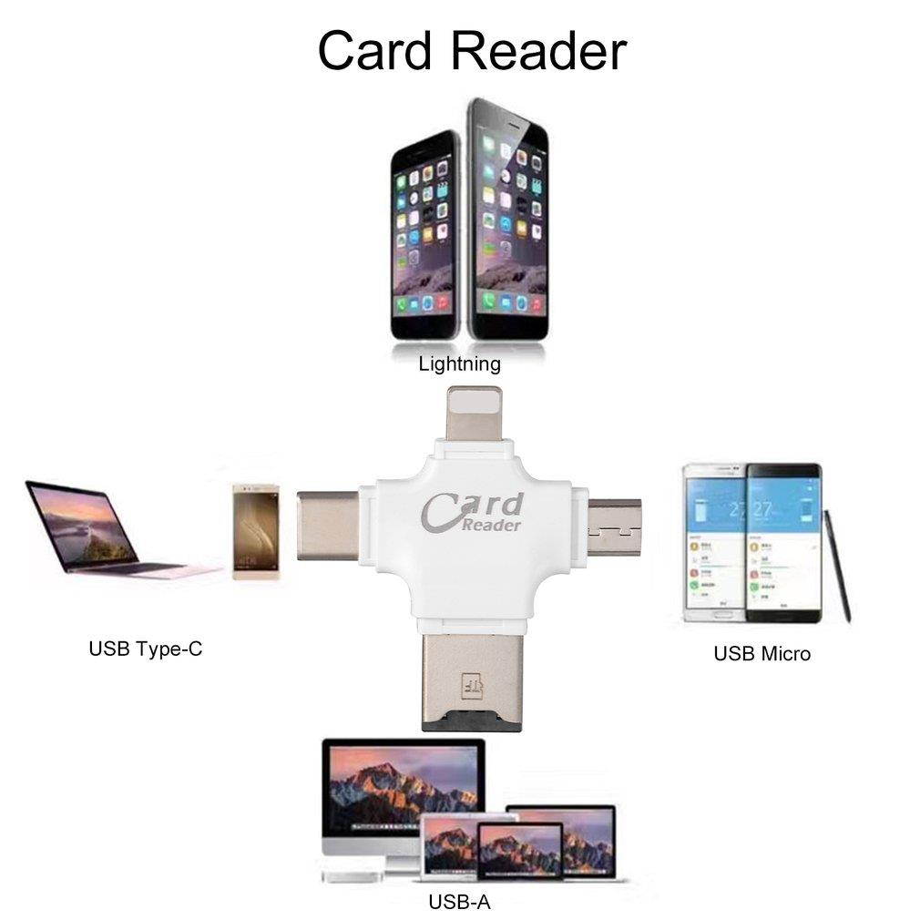 4-in-1 Type-c OTG Card Reader Multiuse Mobile Flash Driver for iOS for Android