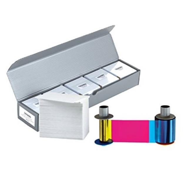 fargo 86200 ymcko color ribbon + 500 pvc cards