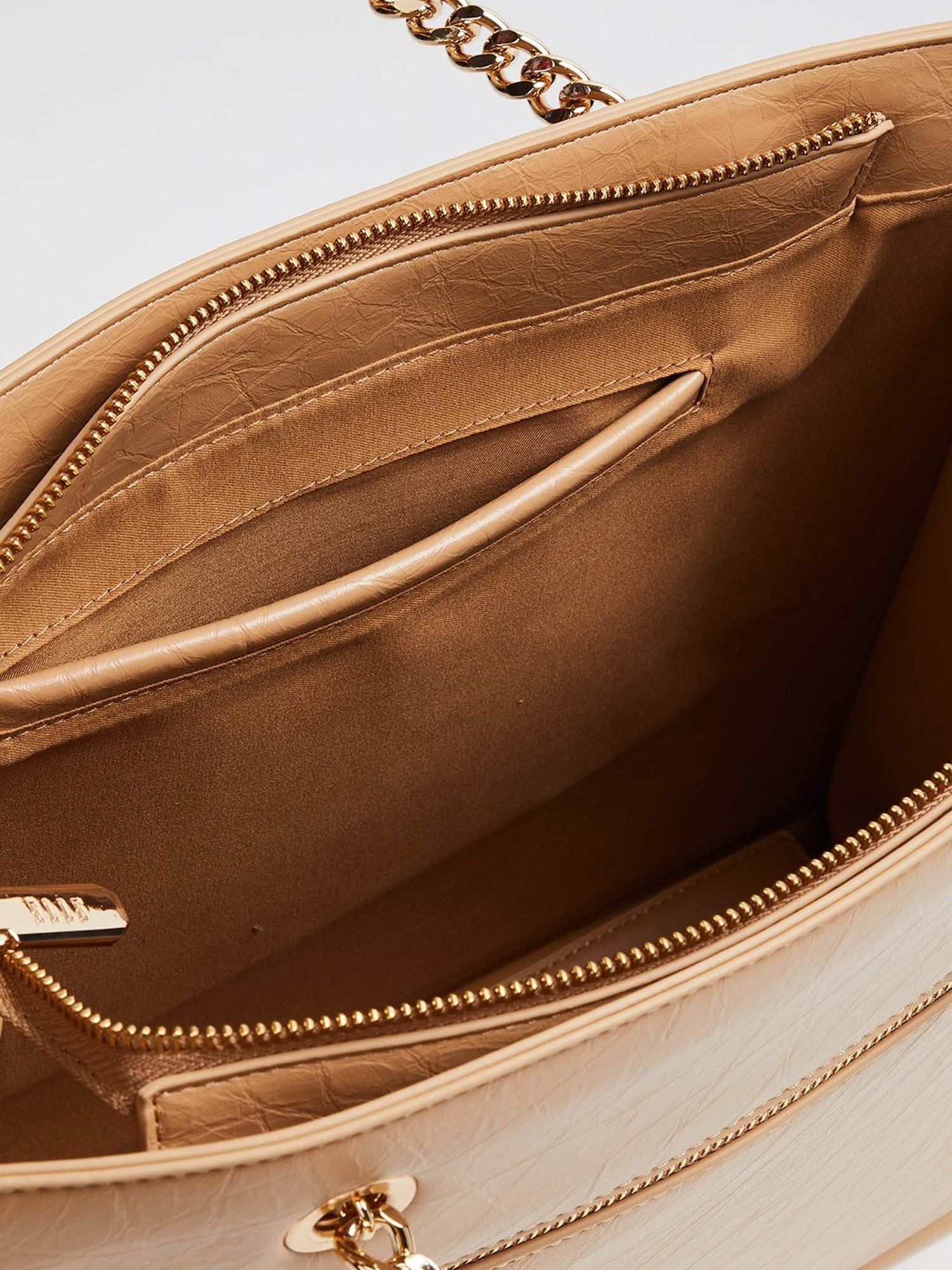 Elle Beige Textured Shoulder Bag