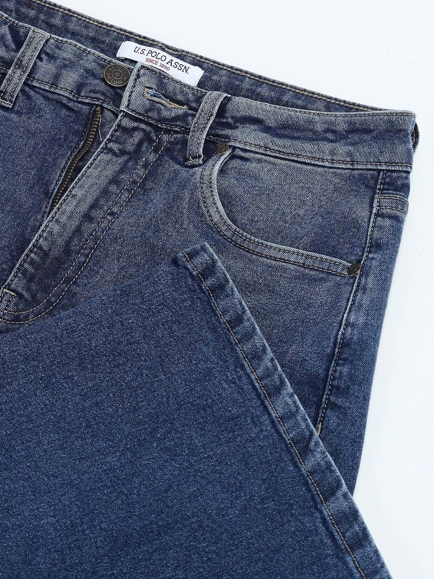 U.S. Polo Assn. Blue Cotton Relaxed Fit High Rise Jeans