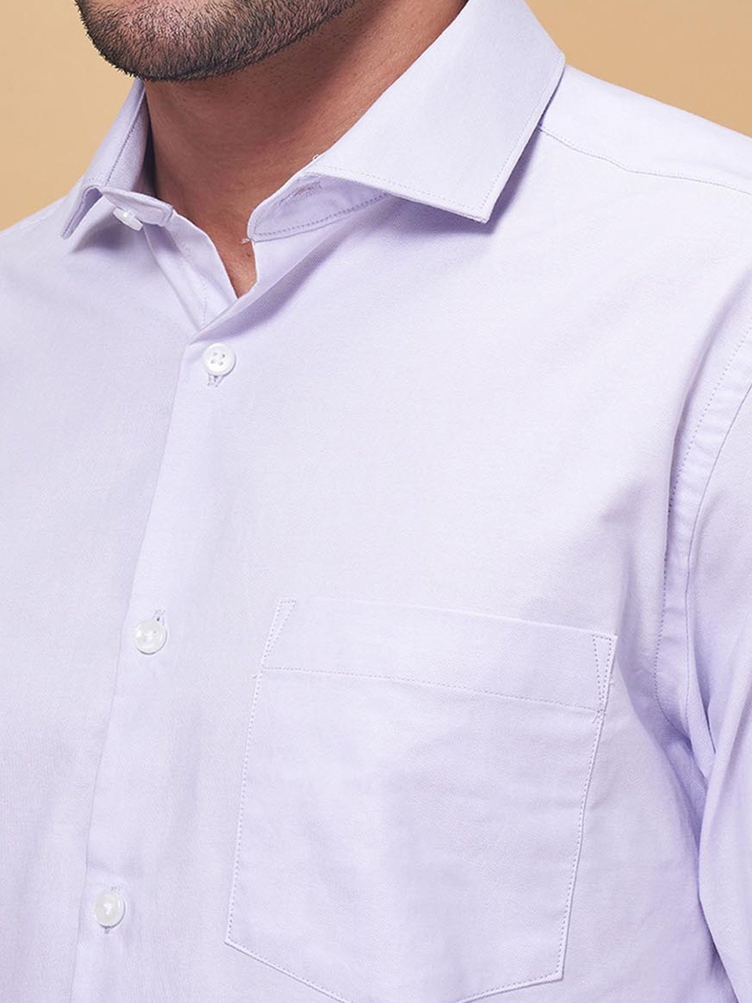 Peregrine by Pantaloons Lilac Cotton Slim Fit Shirt