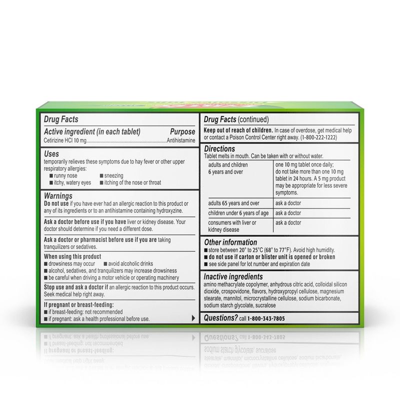 Zyrtec Allergy Relief Dissolve Tablets - Citrus Flavor - Cetirizine HCl - 24ct