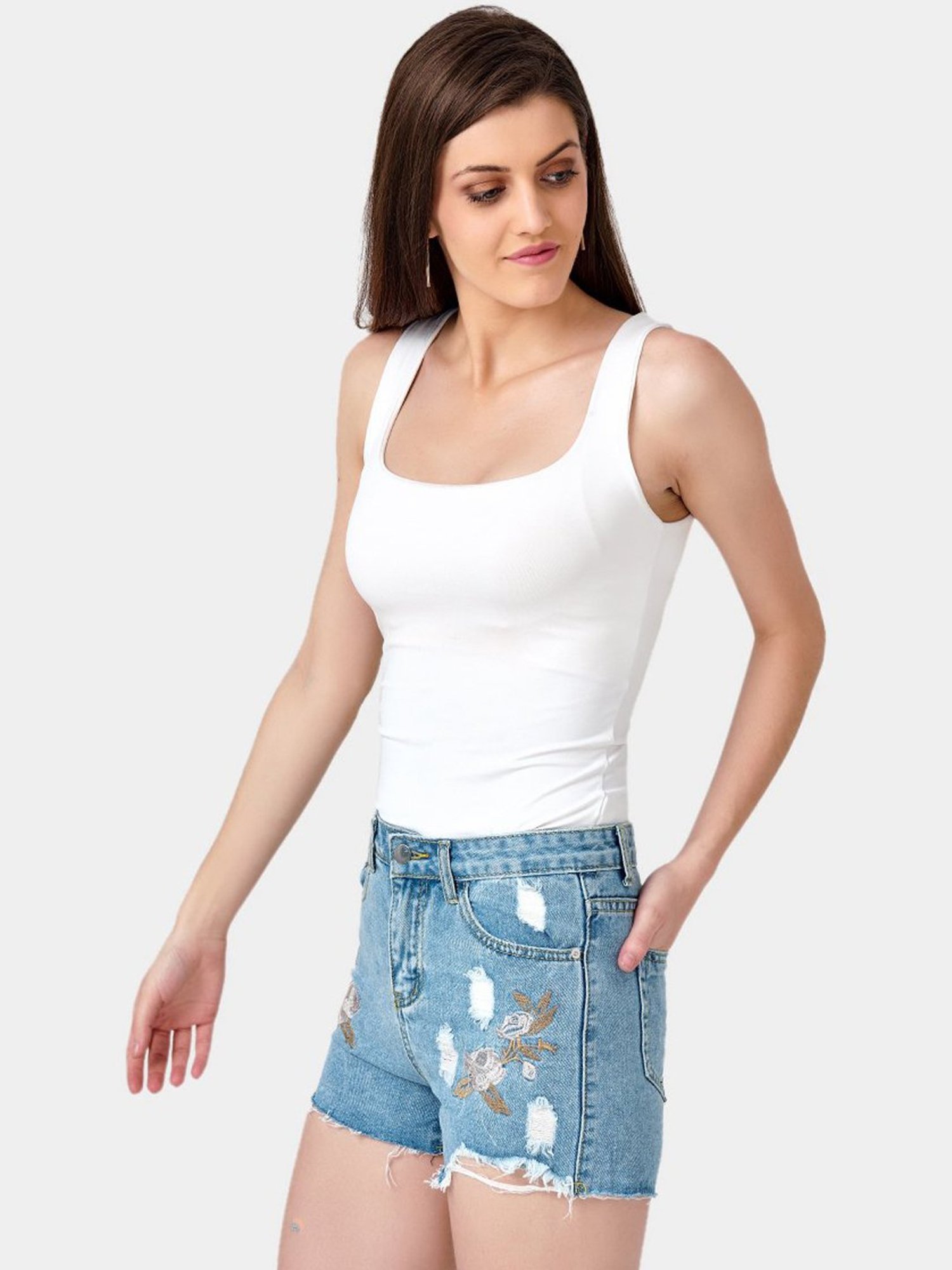 ISU Blue Cotton Embroidered Shorts