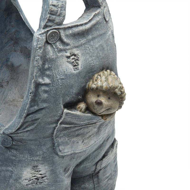 Rugged Suspender Flower Planter With Pocket Hedgehog Design - Alpine Corporation