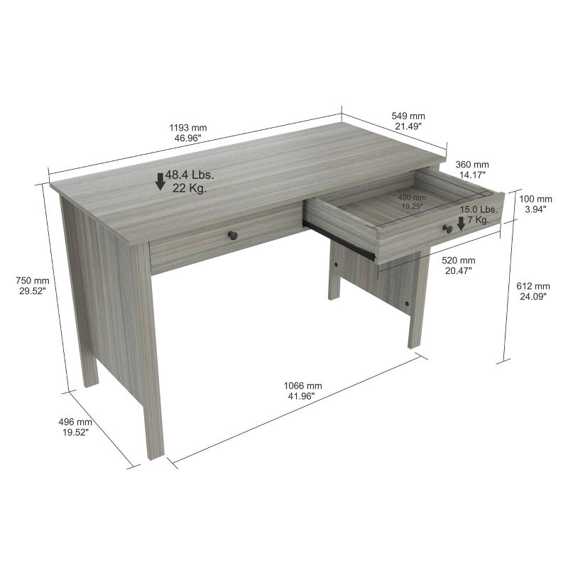 Writing Desk with 2 Drawers Gray - Inval
