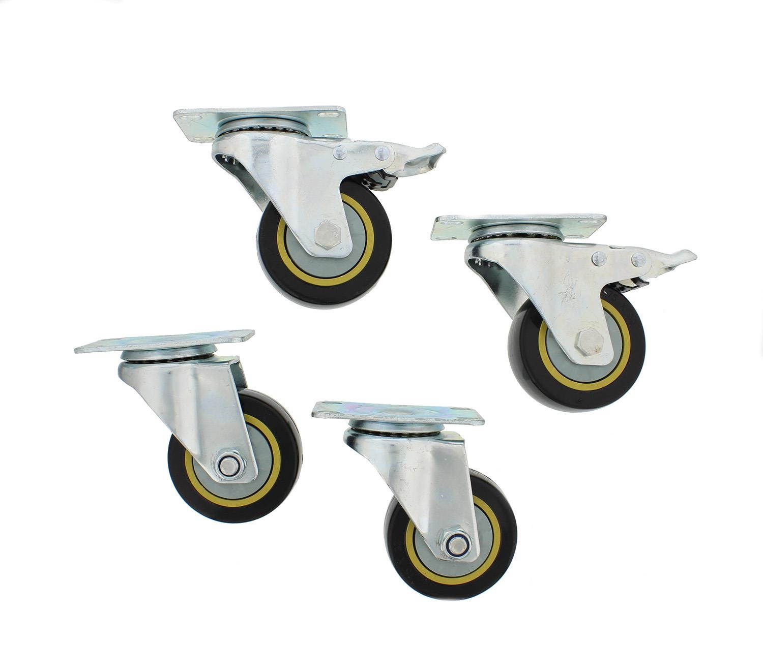 ABN Swivel Plate Caster Wheels 3&rdquo; Inches Set of 4 Locking Casters for Furniture