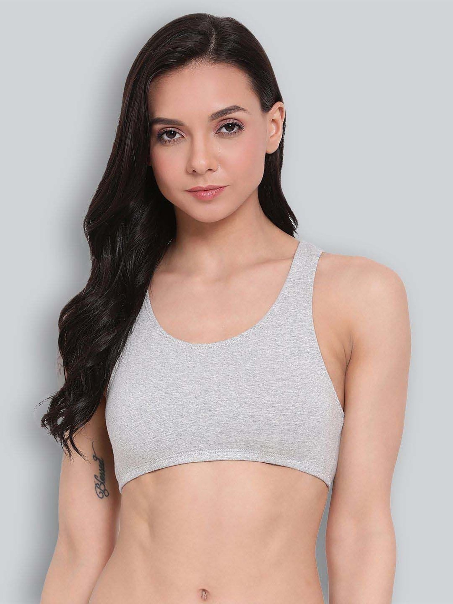 Lyra Grey Cotton Sports Bra
