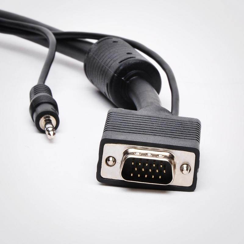 FireFold VGA-3.5MM-100MM-BLK SVGA Cable with 3.5mm Audio - Double Shielded - 100ft - projectors, flat-screen monitors, KVM switches with audio, speakers or a microphone