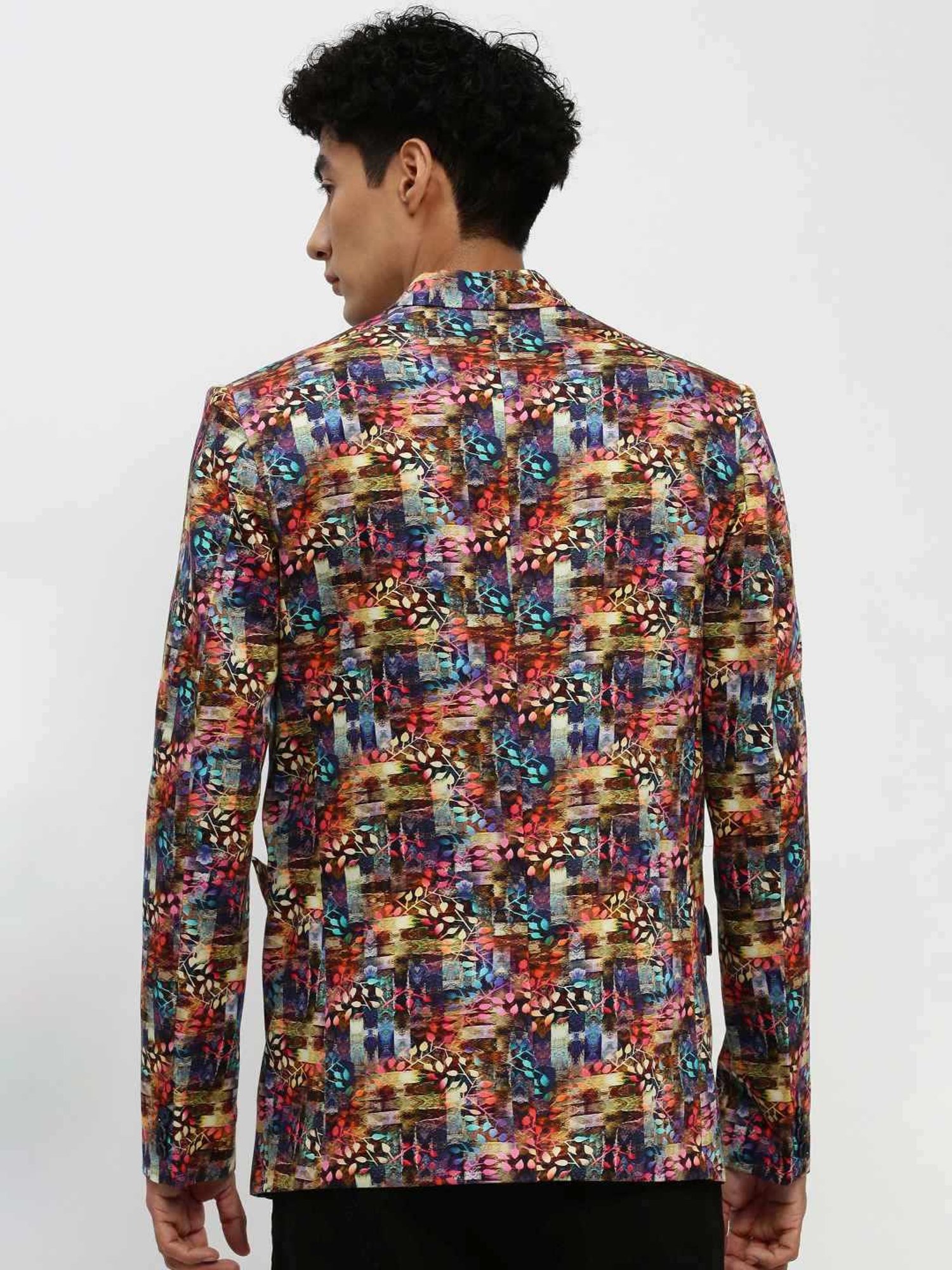 SHOWOFF Multicoloured Slim Fit Printed Blazer