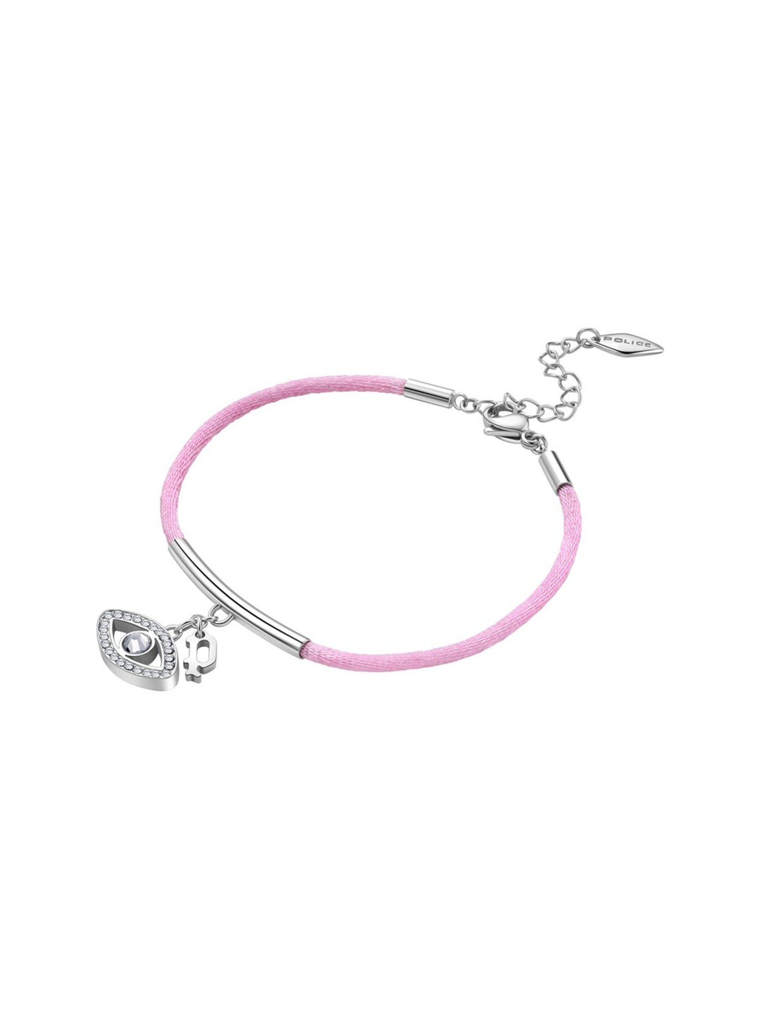 Police Eye Charms Crystals Flexible fit Pink Flexible fit Bracelet for Women