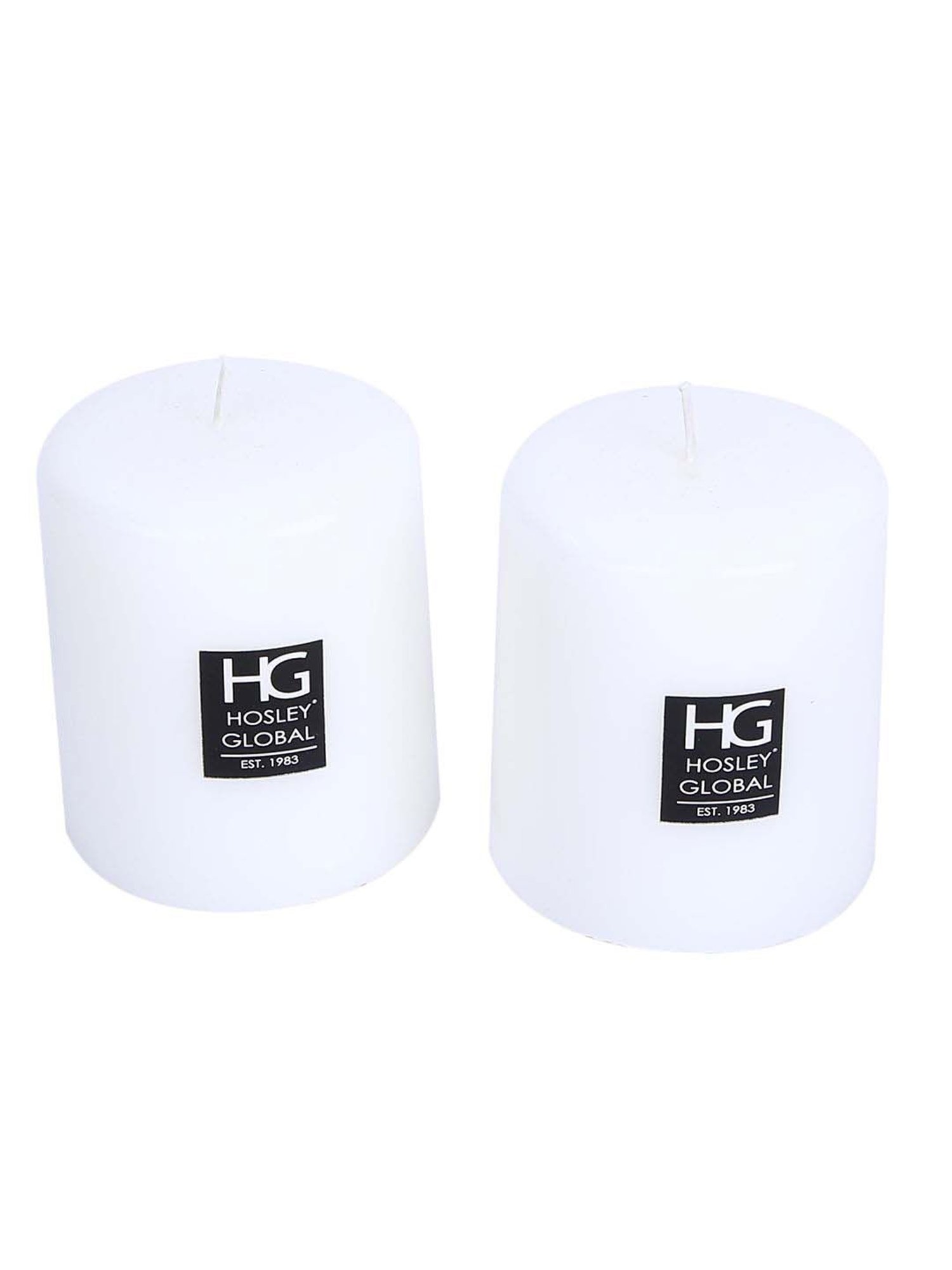 HOSLEY White Wax Pillar Candle - Set of 2