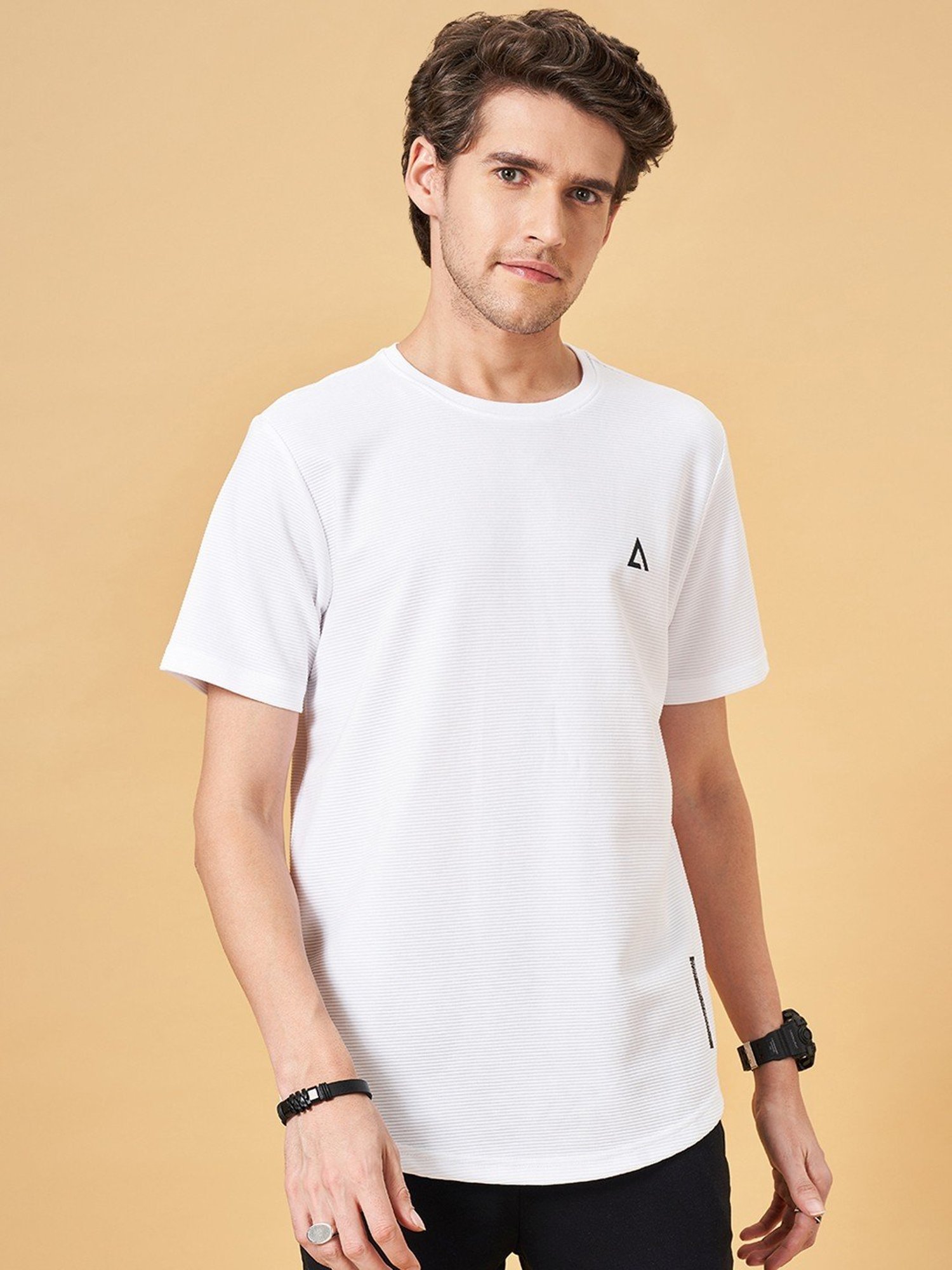 Street 808 by Pantaloons Snow White Regular Fit T-Shirt