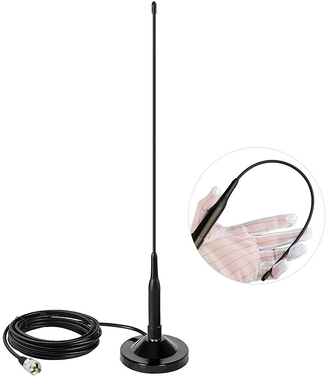 Mobile Radio Antenna Dual Band VHF/UHF 136-174MHz/400-470MHz and PL259 Male Connector Magnetic Mount Base for Vehicle Ham Radio Car Truck Amateur Radio NL-R2