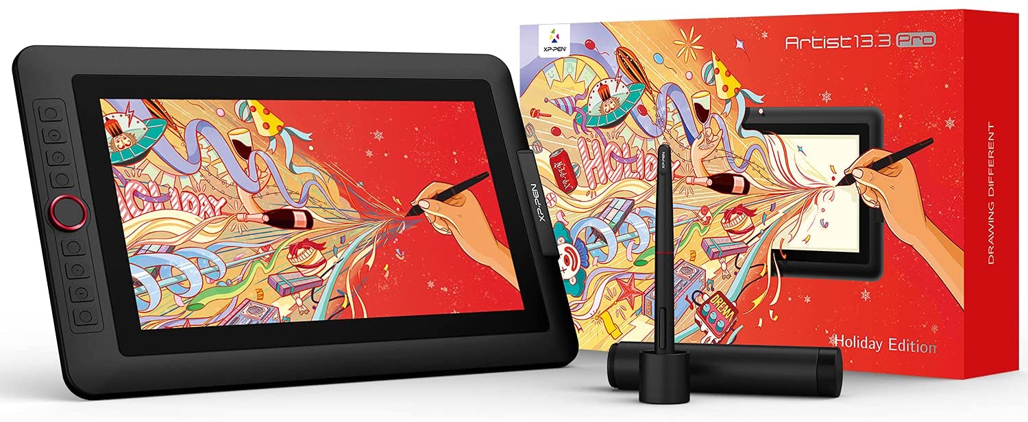 XP-PEN Artist13.3 Pro 13.3 Inch IPS Drawing Monitor Pen Display Full-Laminated Graphics Drawing Monitor with Tilt Function and 8 Shortcut Keys (8192 Levels Pen Pressure, 123% sRGB)
