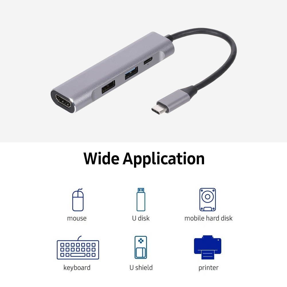 4-in-1 USB-C Hub USB3.0 USB2.0 Type-C to HD Converter PD Quick Charge USB Hub