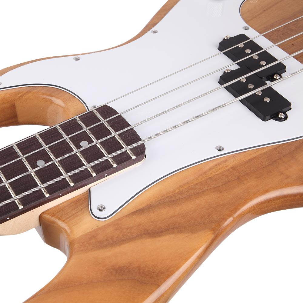 Natural Wood Color Beginner Band 4 Strings Burning Fire Electric Bass Guitar