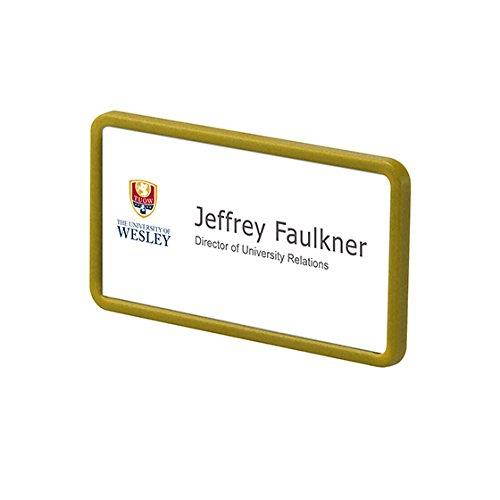 SB-12-C-GD Reusable Window Name Badge Tag (BULK PURCHASE 12PCS SPECIAL OFFER) with Pin/Window Size 75x37mm / Color: GOLD