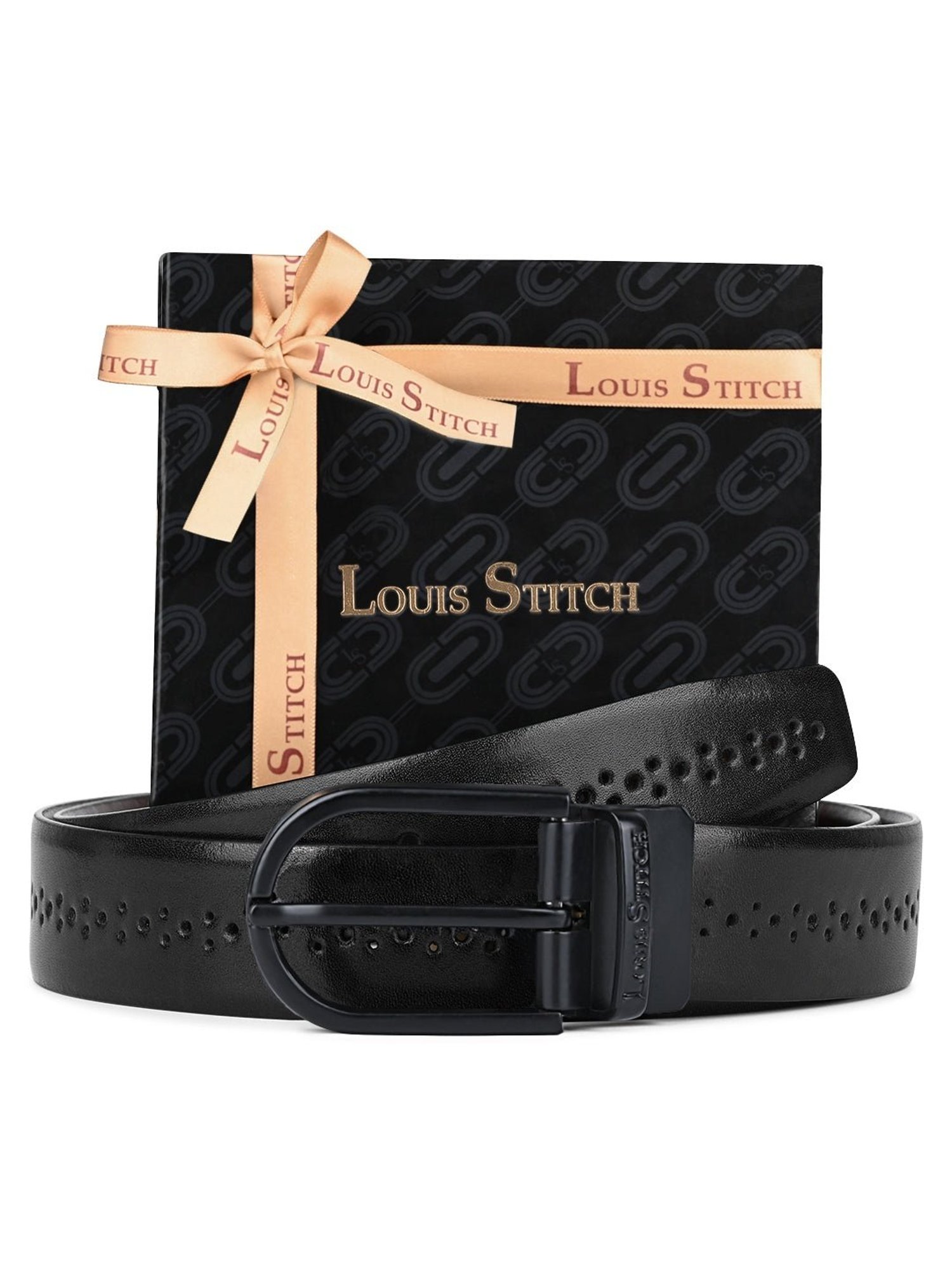 Louis Stitch Spanish Black & Brown Leather Reversible Belt For Men