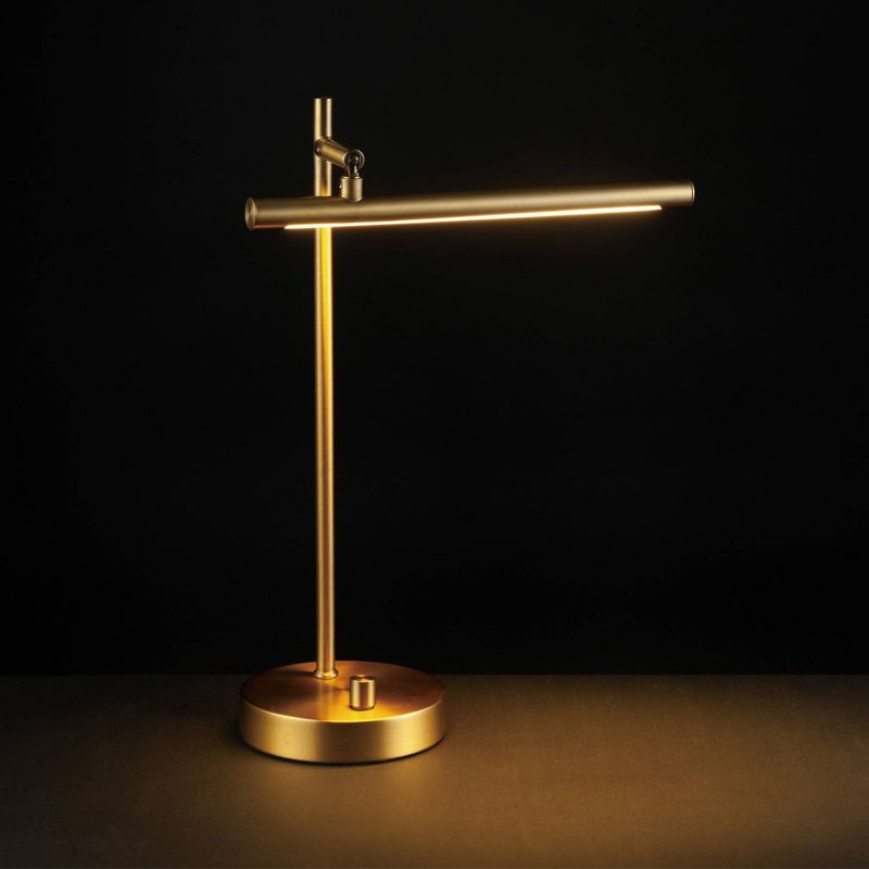 15" West Desk Lamp with Dimmer Rotary Switch (Includes LED Light Bulb) Matte Brass - Globe Electric