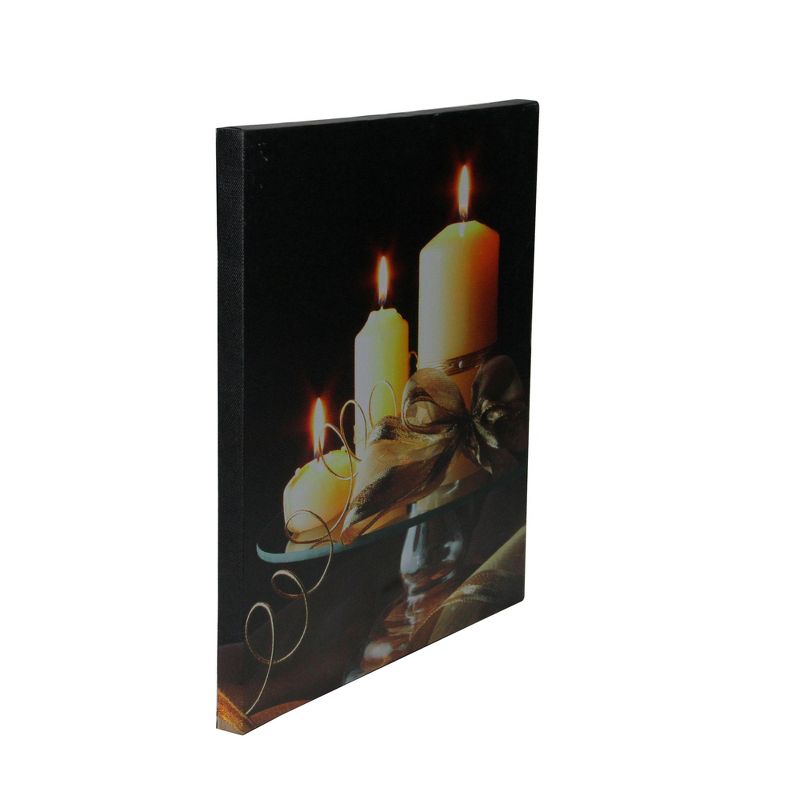 Northlight LED Lighted Flickering Candles and Leaves Canvas Wall Art 12" x 12"