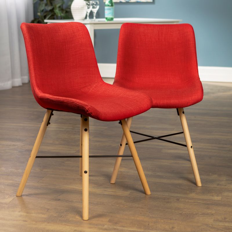 Set of 2 Upholstered Linen Side Chair Red - Saracina Home