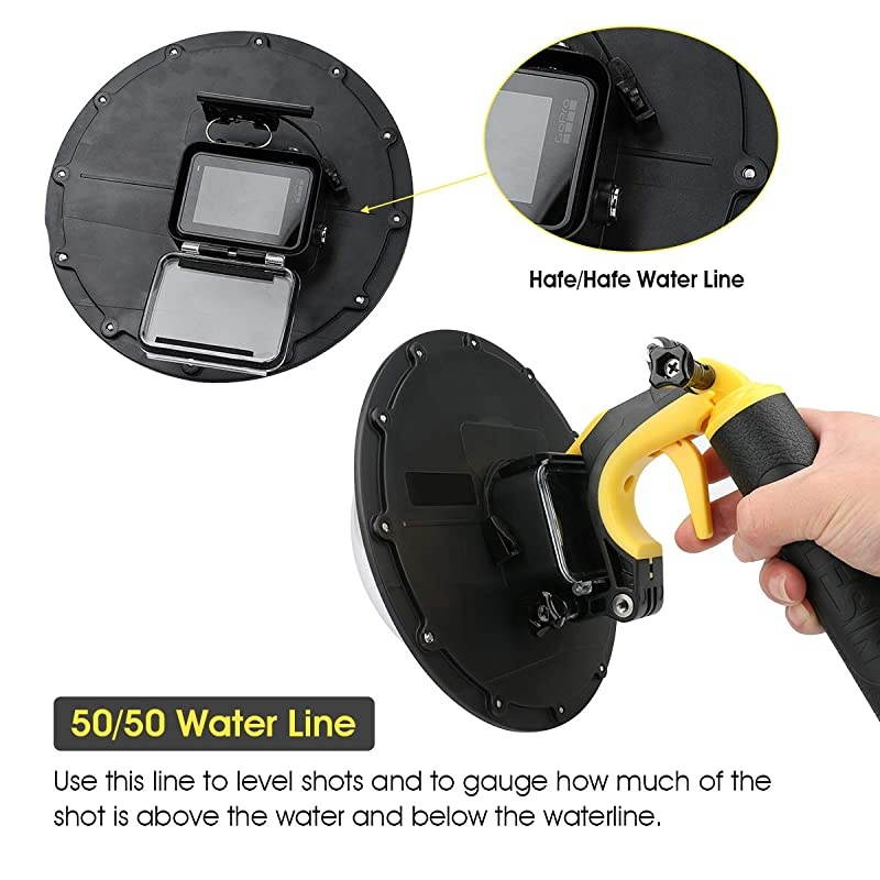Gopro Dome Port Underwater 6 inches GoPro Diving Dome Port with Waterproof Cover Case + Floating Bobber Handle + Trigger for GoPro 765 Black