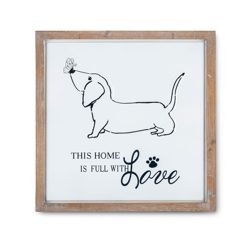 Lone Elm Studios Set of 3 Wood Framed Metal Dog D'ecor