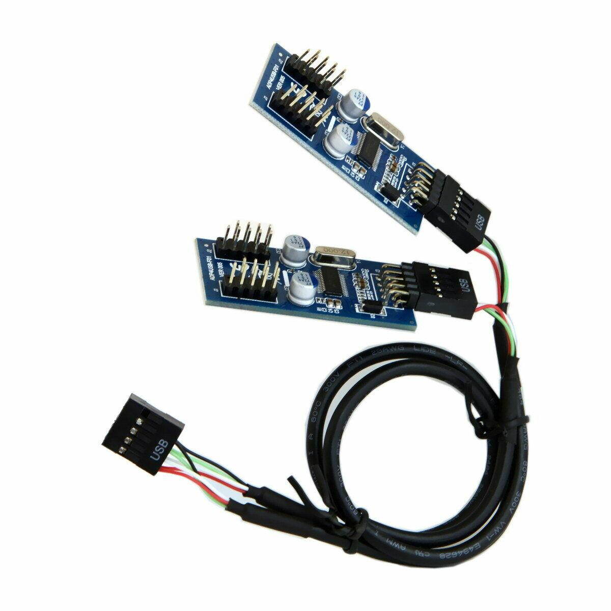 Motherboard USB 2.0  9Pin Internal Header Male to 4x 9Pin Header Male HUB 1-to-4 Splitter Converter PCB Board Adapter with 30cm Extension Cable