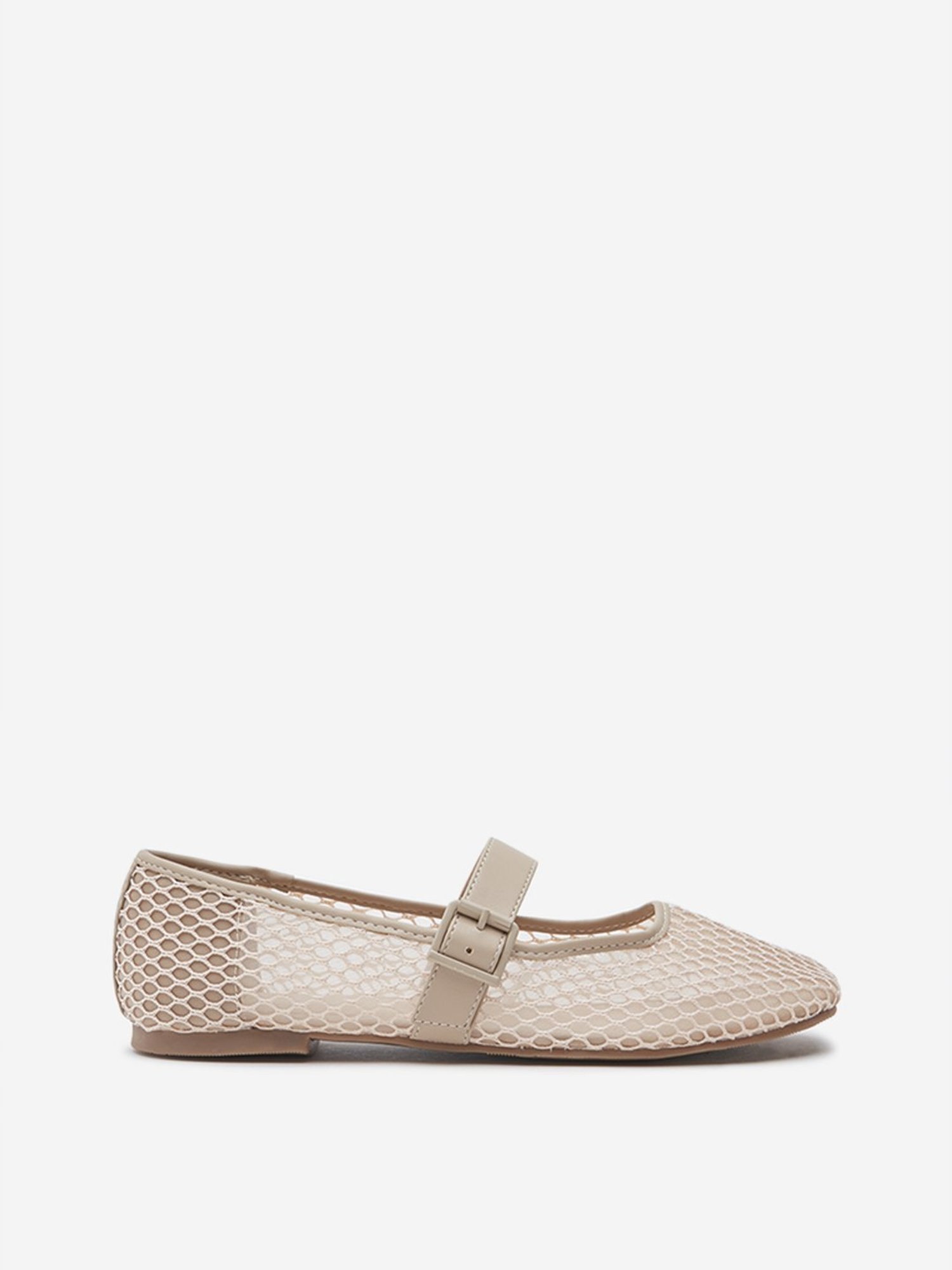 LUNA BLU by Westside Beige Mesh Detailed Mary Jane Shoes