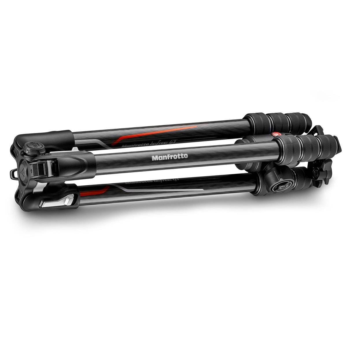 manfrotto befree gt travel carbon fiber tripod with 496 ball head for sony alpha cameras, twist locks, black