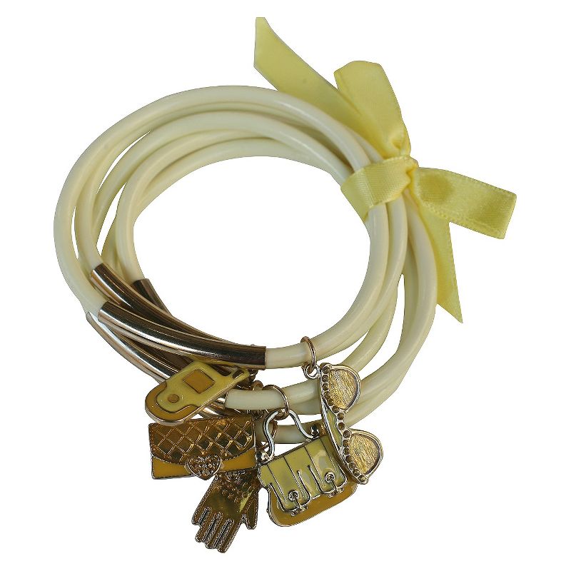 Zirconite Multi-Strand Bracelet with Fashionista Charms - Yellow