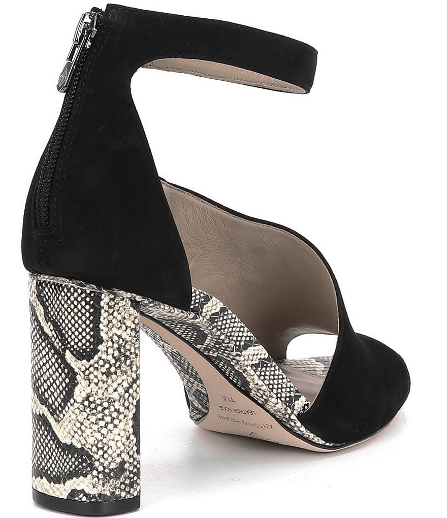 Deltan Tessa Croc-Embossed T-Strap Block Heel Pumps