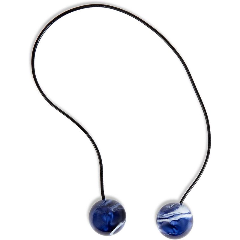 Okuna Outpost 2 Pairs Magnetic Round Buckle Window Curtain Tiebacks, Blue Holdbacks for Drapes (17 in)