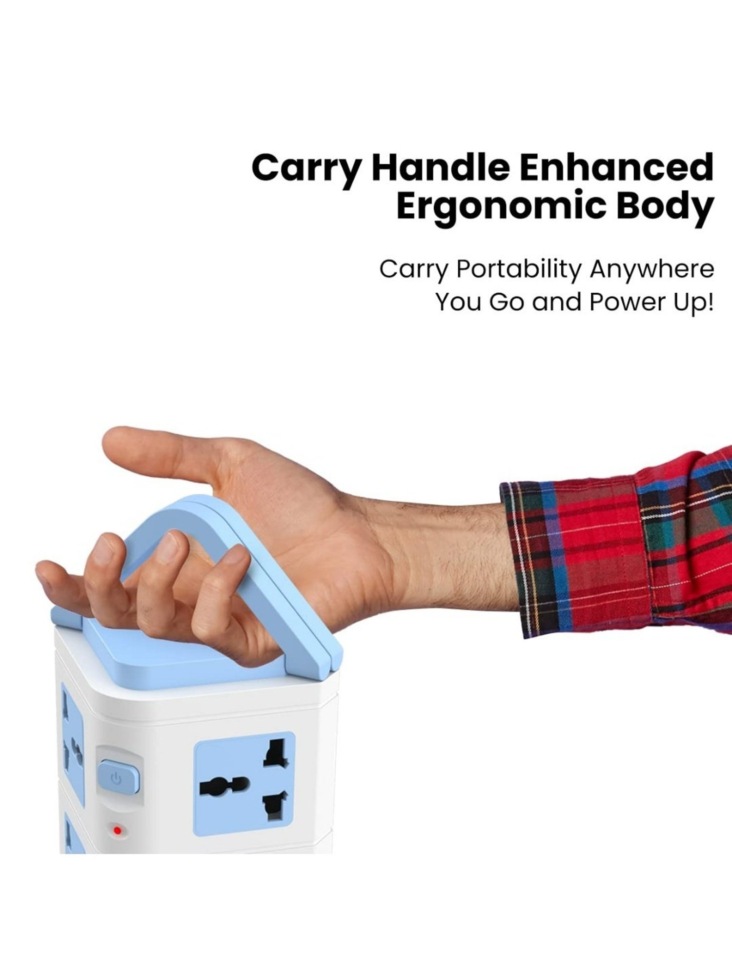 Portronics Power Plate 9 with 3 USB Ports, 8 Power Sockets 3M Cord Length (Blue)