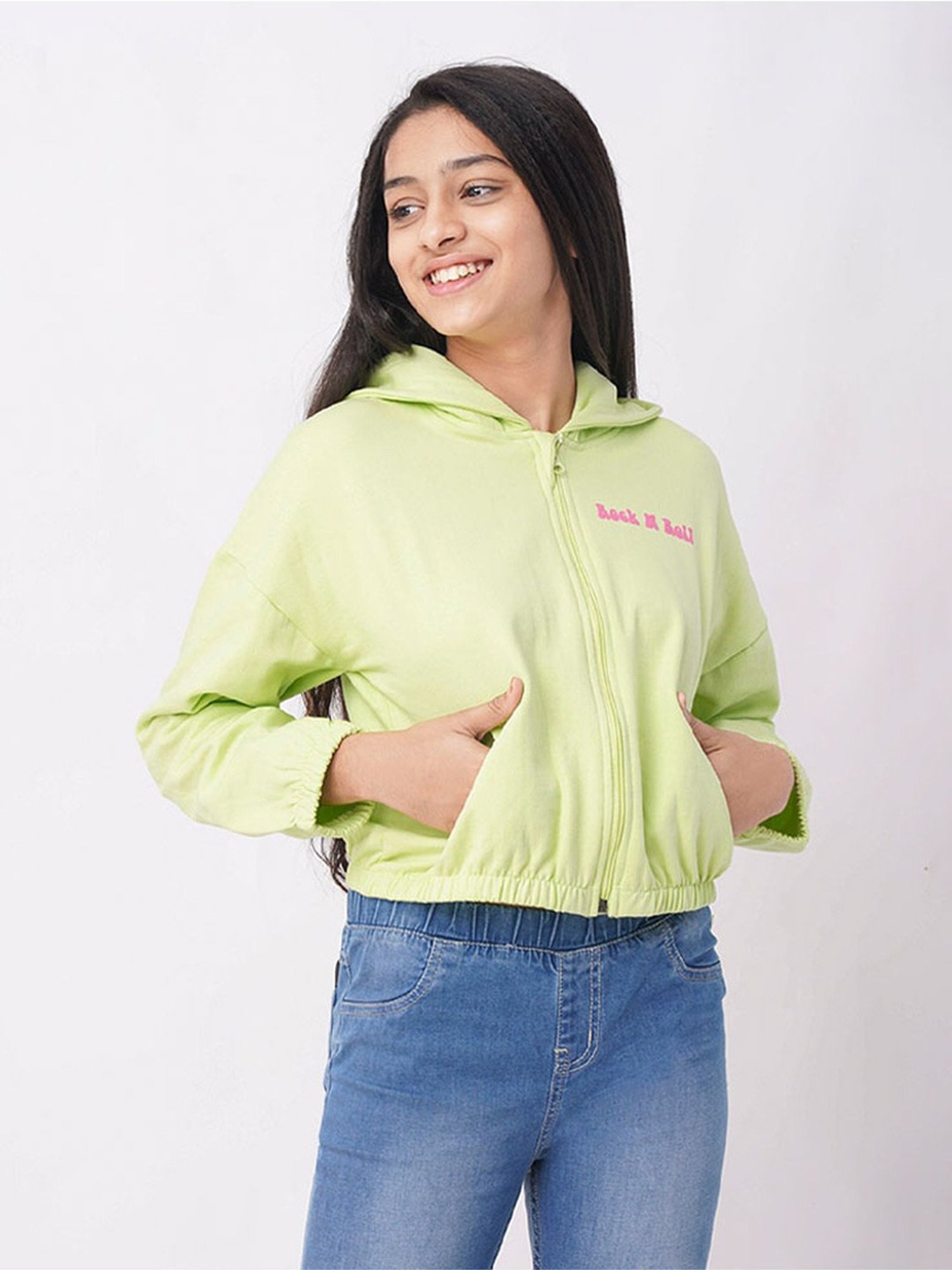 Edheads Kids Green Cotton Printed Full Sleeves Jacket