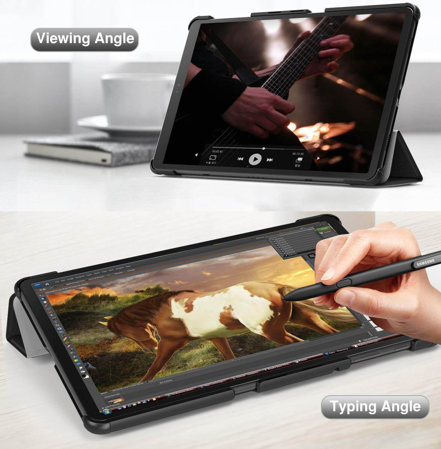 MoKo Case for Samsung Galaxy Tab A 10.5 2018 - Ultra Lightweight Slim-Shell Stand Cover Case with Auto Wake/Sleep Function for Samsung Galaxy Tab A 10.5 Inch SM-T590/T595/T597 Tablet, Black