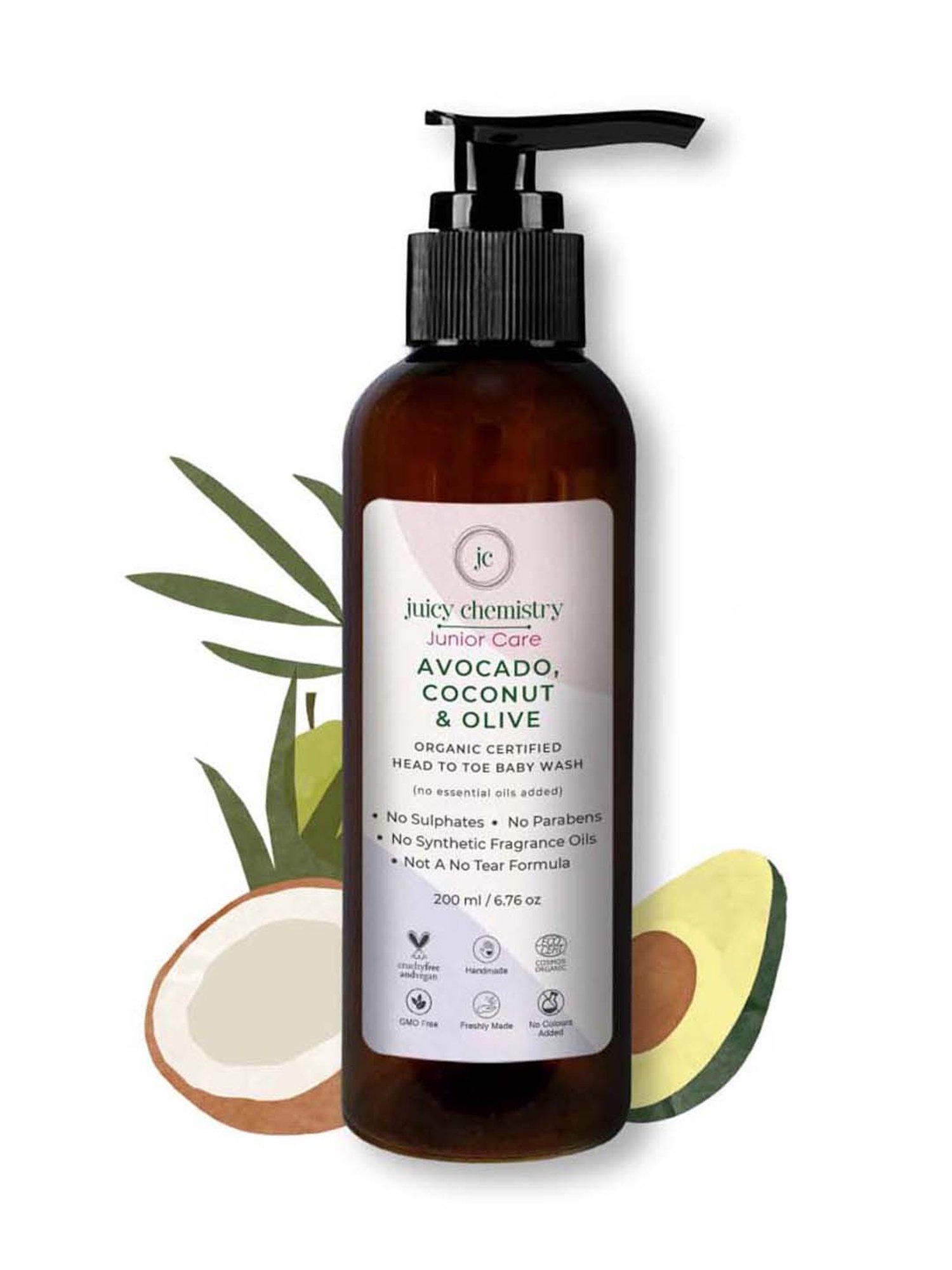 Juicy Chemistry Organic Avocado Coconut & Olive Head To Toe Baby Shampoo - 100 ml