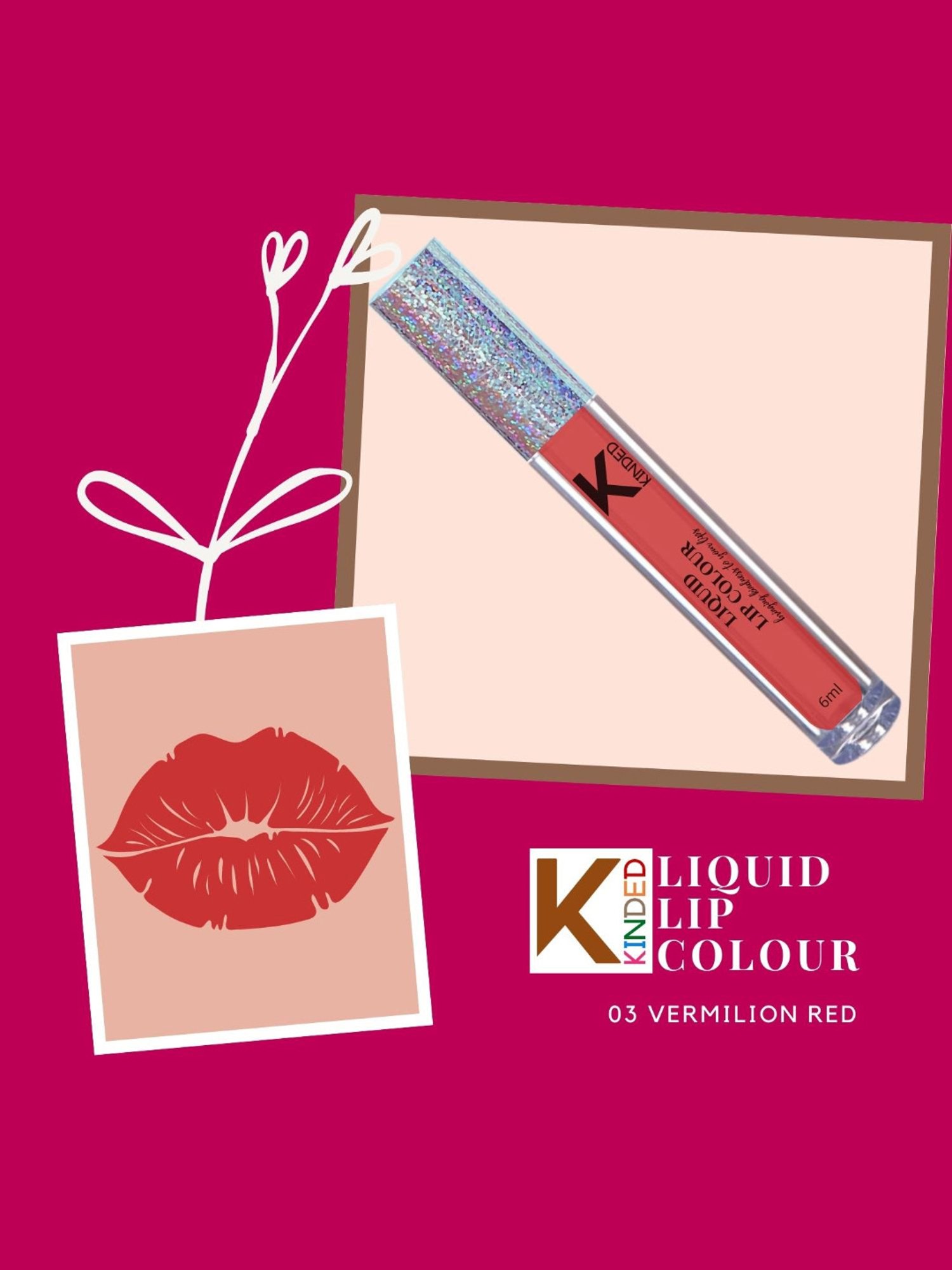 KINDED Liquid Lip Colour 03 Vermilion Red & 07 Choco Brown Combo