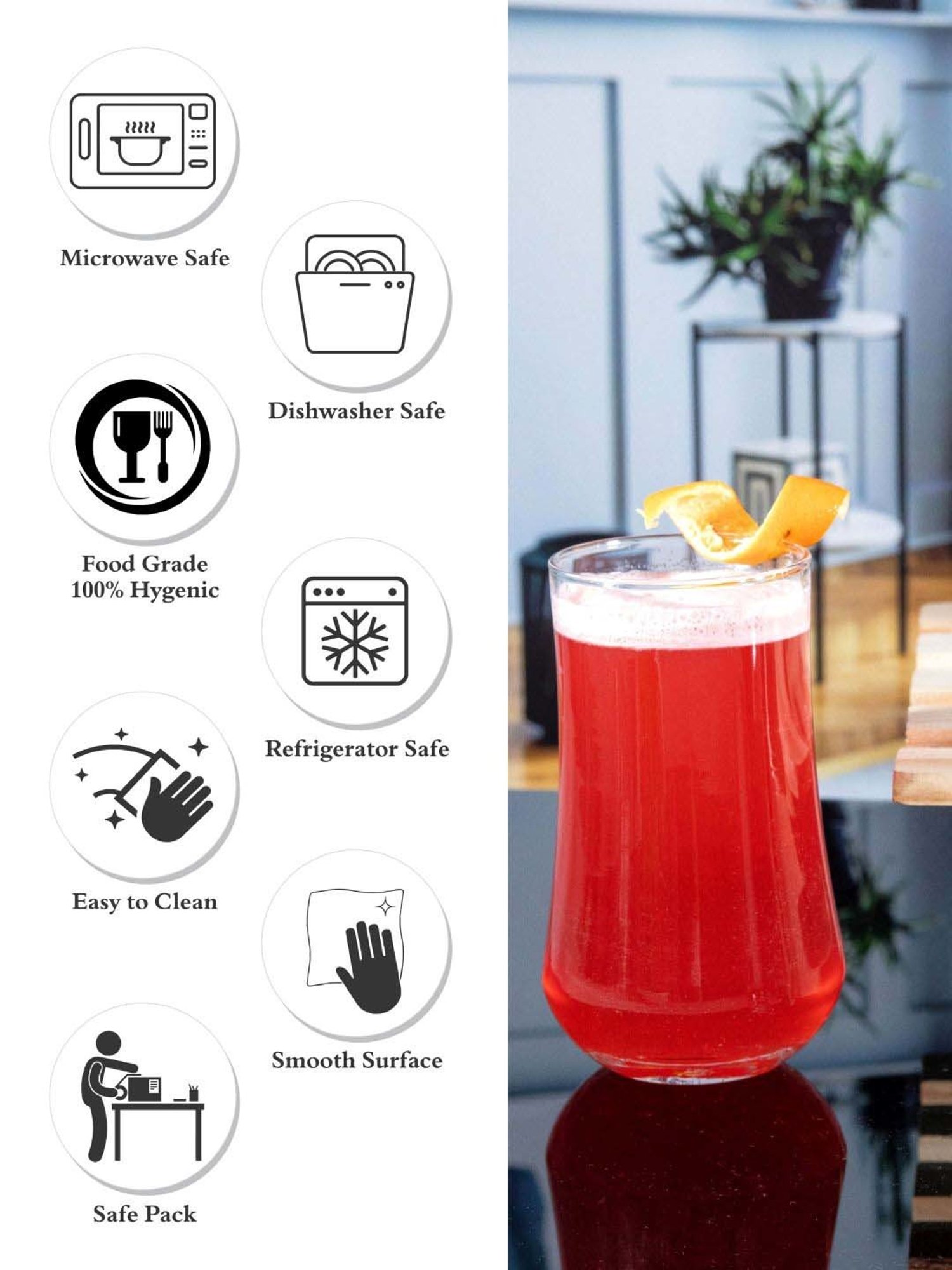 ROXX Oasis Transparent Glass Tumbler (0.355 L) - Set of 6