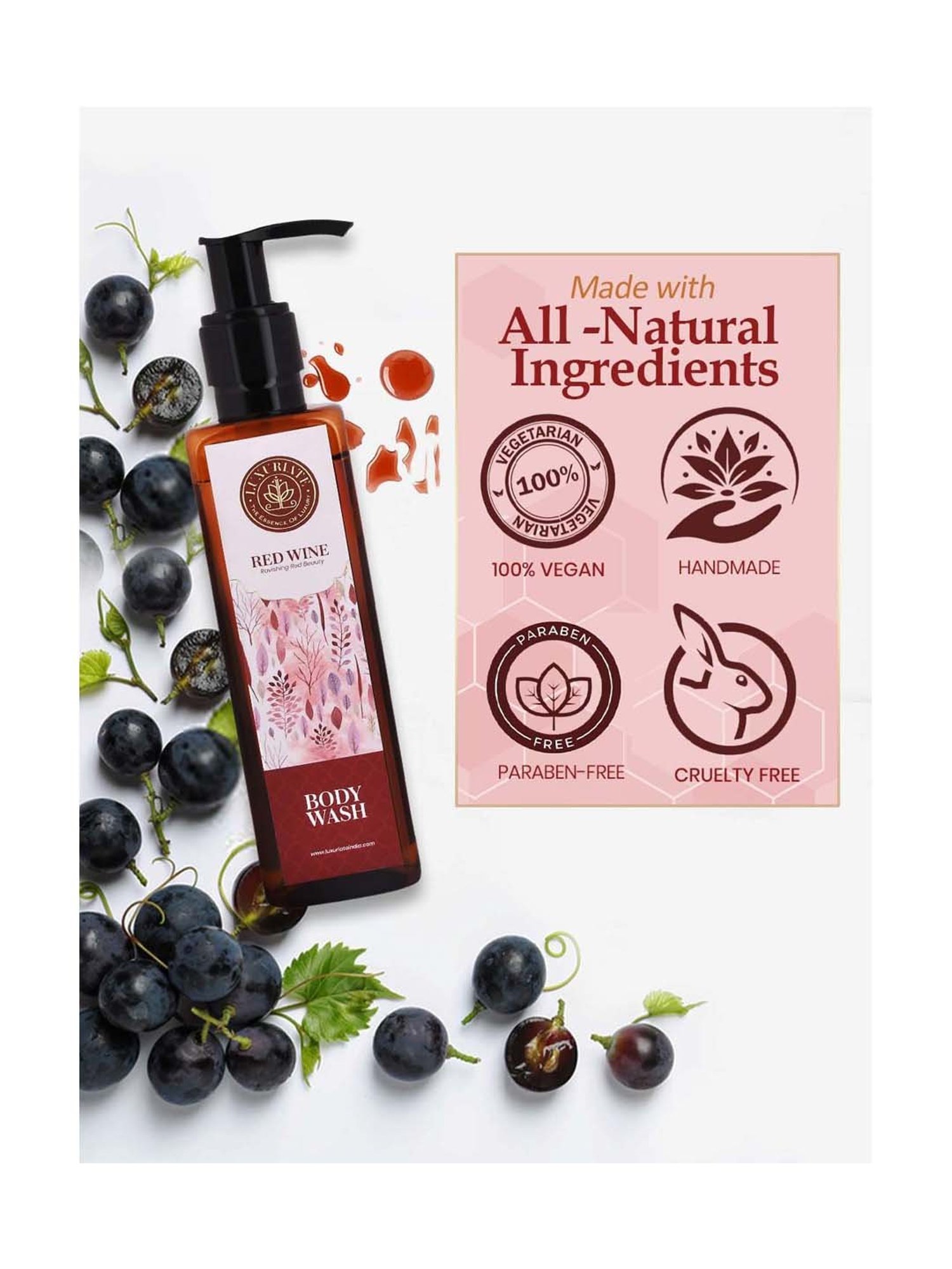 Luxuriate Ravishing Red Wine Body Wash Shower Liquid - 200 ml