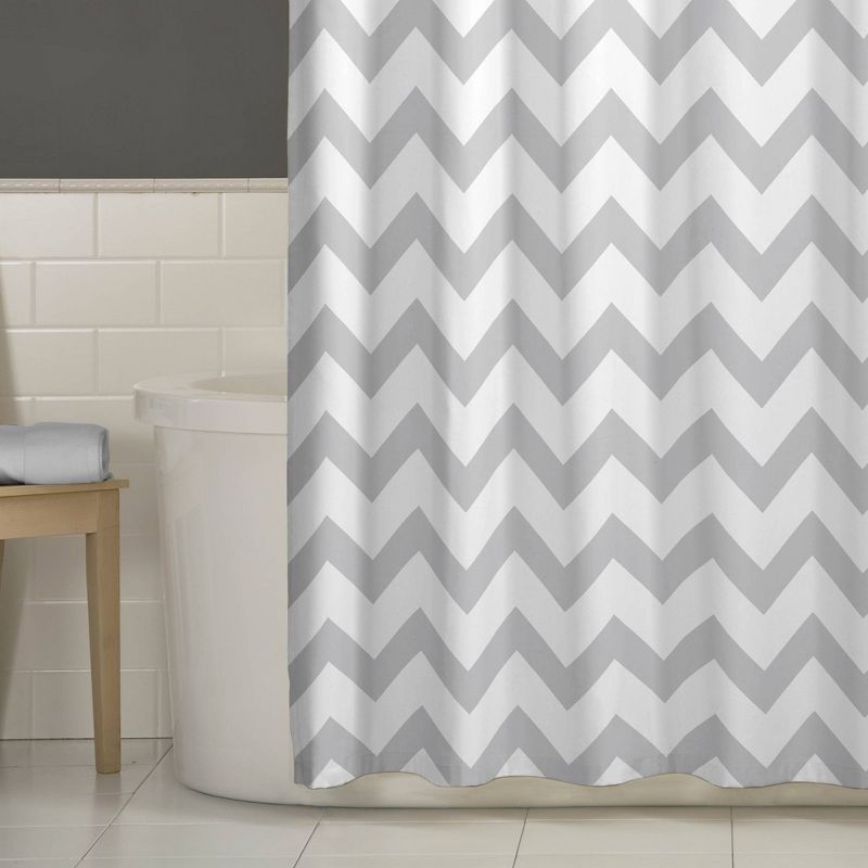 Chevron Shower Curtain Gray/White - Zenna Home