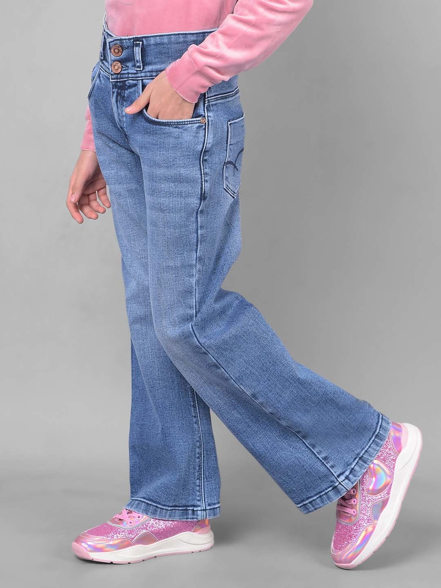 Crimsoune Club Girls Blue Bootcut Fit Jeans