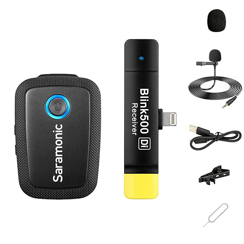 Blink500 B3 Wireless Lavalier Microphone System with Builtin Microphone Tramsmitter DualChannel MFi Certified Apple Lightning Connector Receiver for iPhone iPad